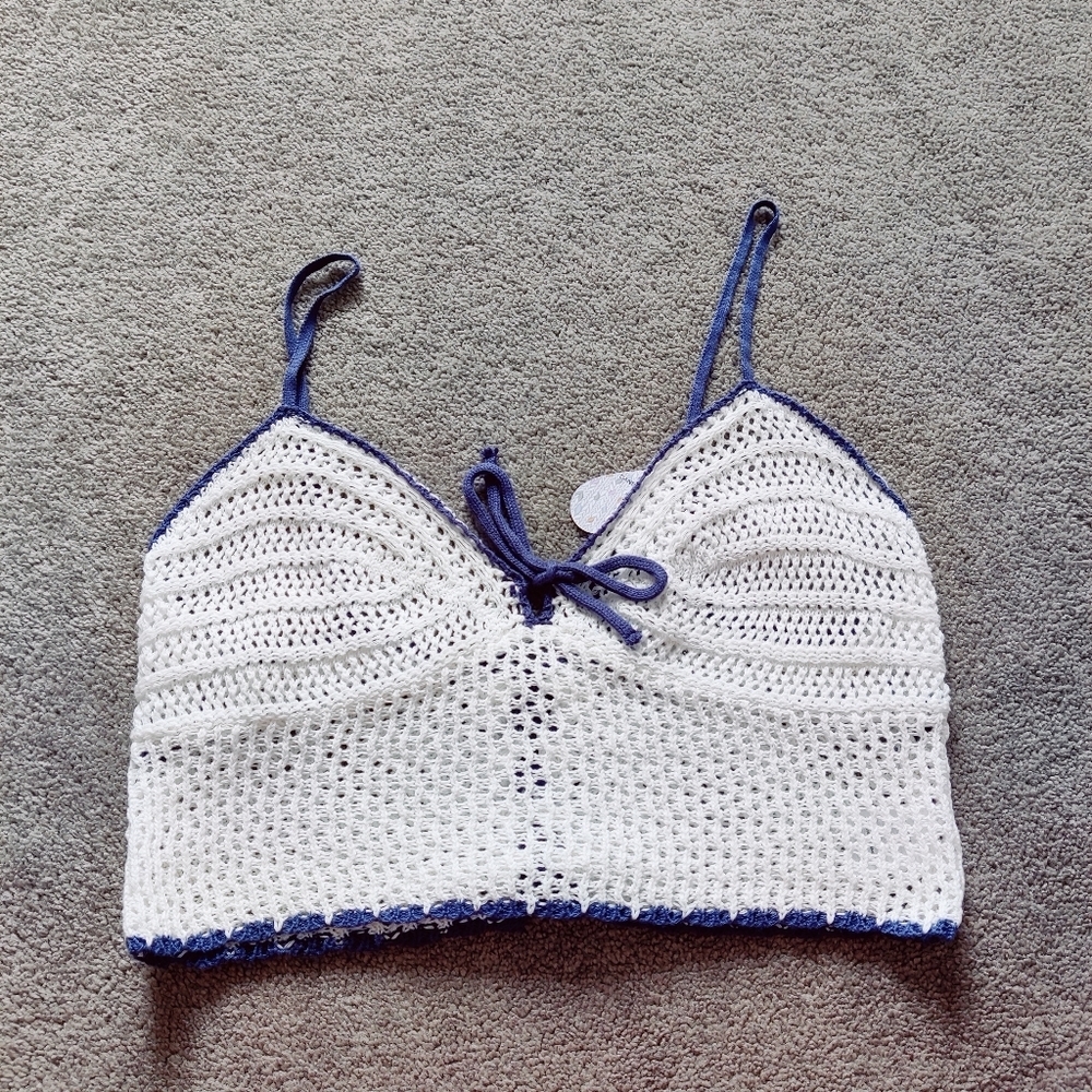 Love Knits Women's Crochet Boho Bandeau Top Size Medium Beach Resortwear NEW